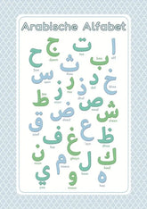 Poster Arabische alfabet blauw - Islamboekhandel.nl