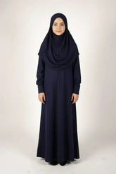 Praktische navy blauwe lange mouw abaya met bijpassende hijab voor meisjes 13 17 jaar inclusief draagtas