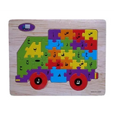 Kleurrijke houten vrachwagen puzzel met Arabische letters voor educatief spelen