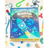 Ramadan kalender met speeltjes blauw gevuld met 30 leuke fidget toys in raket thema
