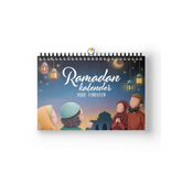 Kleurrijke Ramadan kalender voor kinderen met familie, moskee en maanillustraties