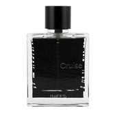 Riffs Parfum Cruise met zwart en helder glazen fles en zwarte dop, blijvende indruk