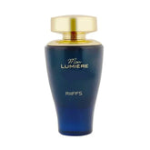 Darkblauwe Riffs Parfum Mon Lumiere fles met gouden dop voor vrouwelijke geuren