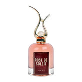 Pink parfumfles met parelgekroonde gouden dop voor Riffs Parfum Rose de Soleil