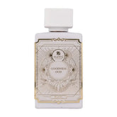 Witte rechthoekige parfumfles riiffs goodness oud edp 100 ml met gouden rand en gedetailleerde lijntekeningen