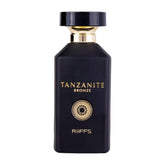 Zwart en goud parfumfles met textuurkap voor Riiffs Tanzanite Bronze Edp