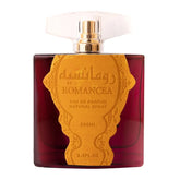 Zaafaran Romancea Eau de Parfum fles met doorzichtige dop en gouden label