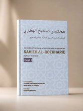 Lichtblauw hardcover boek sahieh al boekharie deel 1 met arabische en nederlandse tekst op de voorkant