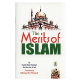 Boekcover van The Merits of Islam met moskeekoepel, shaikh Abdur-Rahman Ibn Nasir