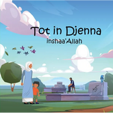Cartoonfamilie bij een begraafplaats, passend bij uitvaartzorg al-qadr en Djenna inshaa Allah