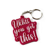 Roze sleutelhanger Ukhti You Got met inspirerende boodschap voor Ukhti You