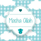 Wenskaart geboorte jongen met wit ornament, teal hart en rompertje illustratie