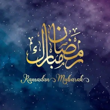 Wenskaart Ramadan purple/gold - Islamboekhandel.nl