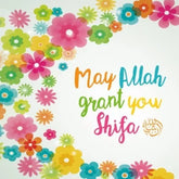 Kleurrijke bloemen Wenskaart -Shifa met Shifa wens voor genezing en welzijn