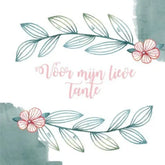 Wenskaart tante met floral design, stuk verpakt inclusief envelop op watercolor achtergrond