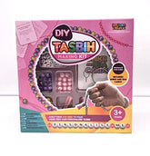 Pink en gele diy tasbih maken kit doos met kleurrijke kralen, hand met gebedsketting en gepersonaliseerde dua kaarten