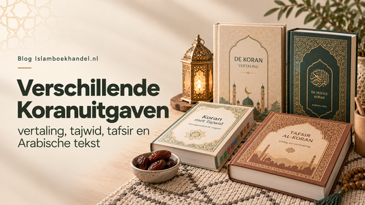Verschillende Koranuitgaven met vertaling, tajwid, tafsir en Arabische tekst