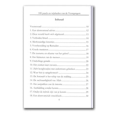 Vierpagina booklet met witte kaft en zwarte tekst over vrome voorgangers