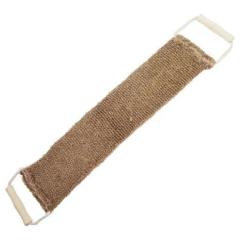 Bruine geweven rug scrubber met witte handvatten, Jute Mix Rug Scrub