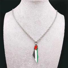 Luxe mooie rvs ketting met Palestina hanger in de vorm van een vlag pendant