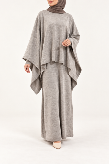 Winter drape dress in lichttaupe van Libasi