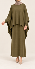 Winter drape dress in olijfgroen van Libasi