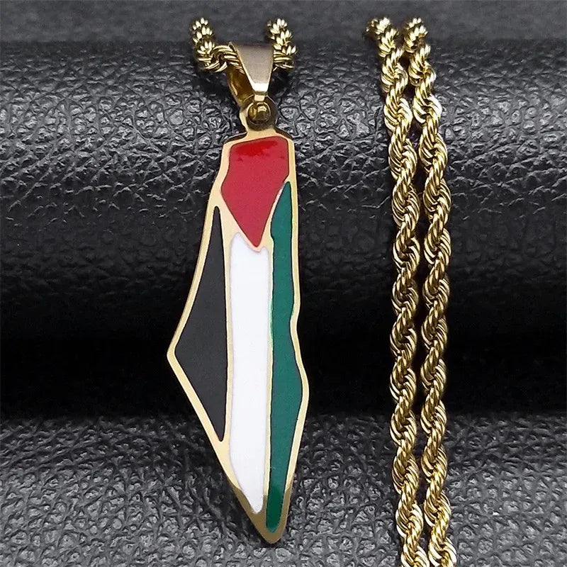 Gold-plated Palestina hanger met kleuren van de Palestijnse vlag in luxe stijl