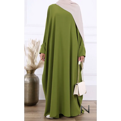 Olivegroene abaya Butterfly Medina met vloeiend design en zakdetail