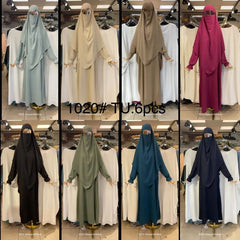 Khimar Set Salima met abayas en hijabs in mintgroen, beige, bruin, roze, zwart, olijf, teal en marine