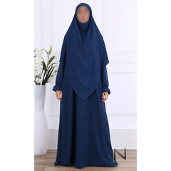 Navy blue Abaya en Khimar set Salima met lange vloeiende ontwerp voor de perfecte outfit