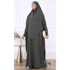 Donkergrijze abaya met khimar, gemaakt van aangenaam materiaal vlinderabaya