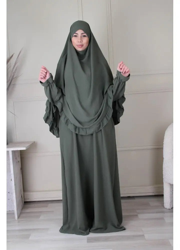 Abaya en Khimarset Ruffle - Islamboekhandel.nl