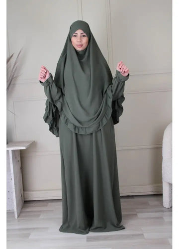Abaya en Khimarset Ruffle - Islamboekhandel.nl