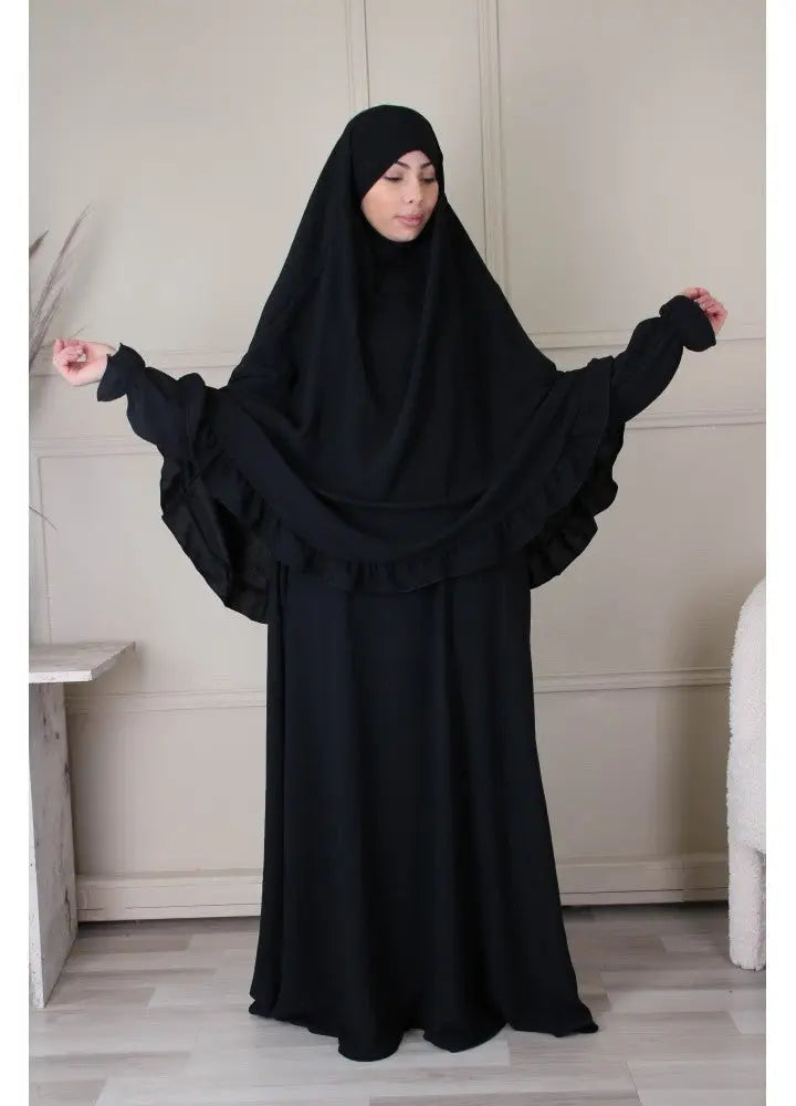 Abaya en Khimarset Ruffle - Islamboekhandel.nl