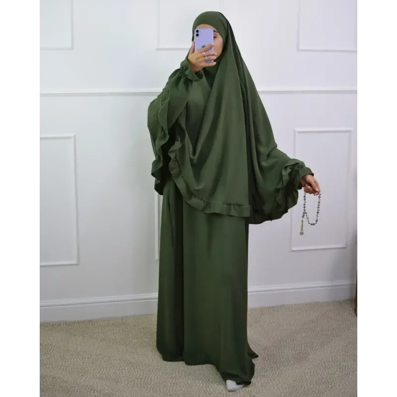 Abaya en Khimarset Ruffle - Islamboekhandel.nl