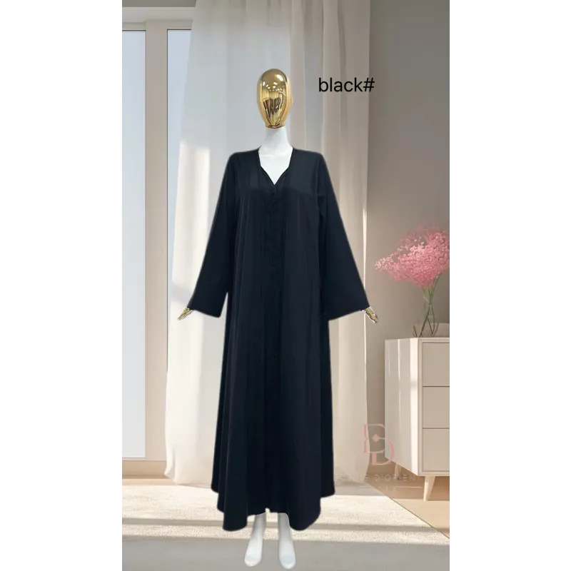 Zwarte lange mouwen V-hals abaya jurk Abayaset Marrakech