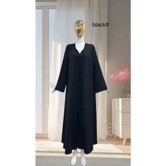 Zwarte lange mouwen V-hals abaya jurk Abayaset Marrakech