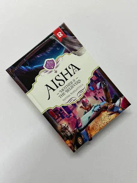 Hardcover boek aisha mother of the bellringers met levendige fantasy illustraties en sterrenhemel op de omslag