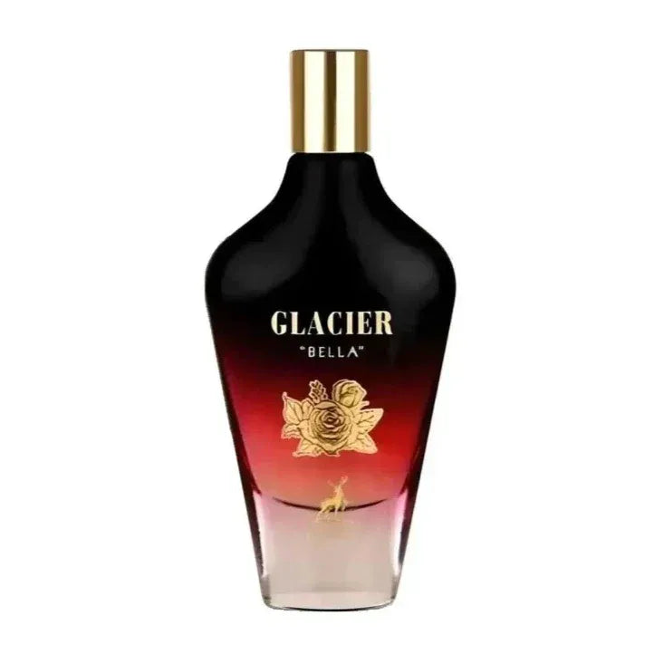 Zwart en rood gradient parfumflacon met gouden accenten, Glacier Bella, Al Hambra