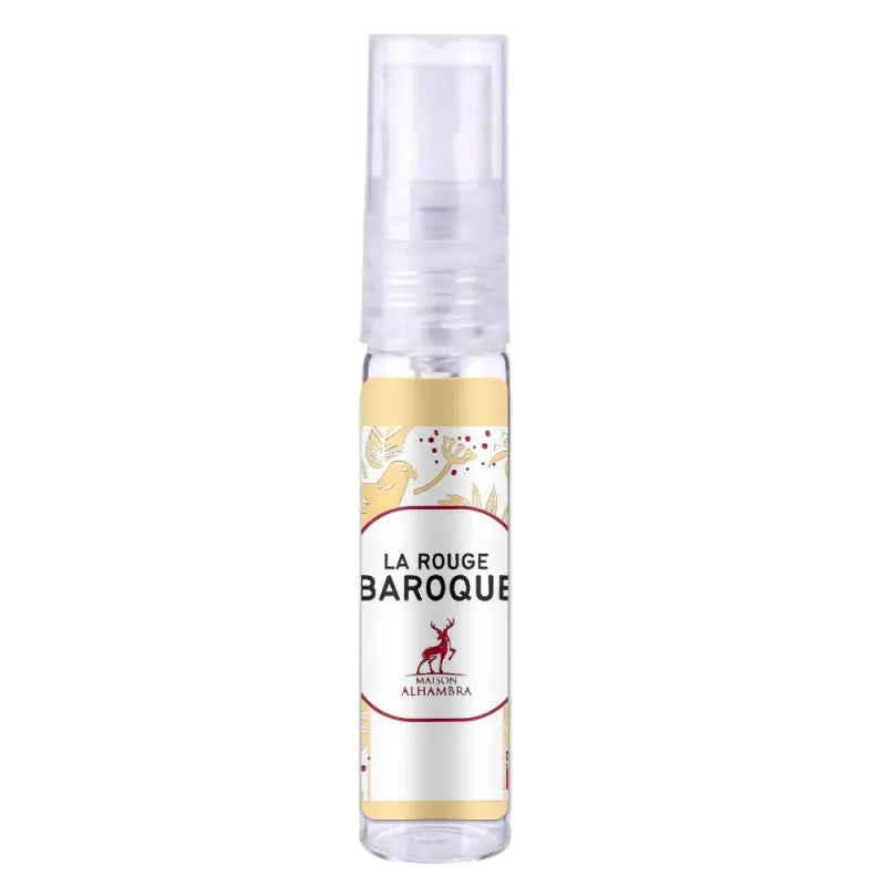 Een fles La Rouge Baroque parfum met spraytop van Al Hambra Parfum Baroque Rouge