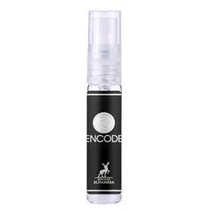 Zwarte sprayfles met Encode-logo en hert, Al Hambra Parfum Encode