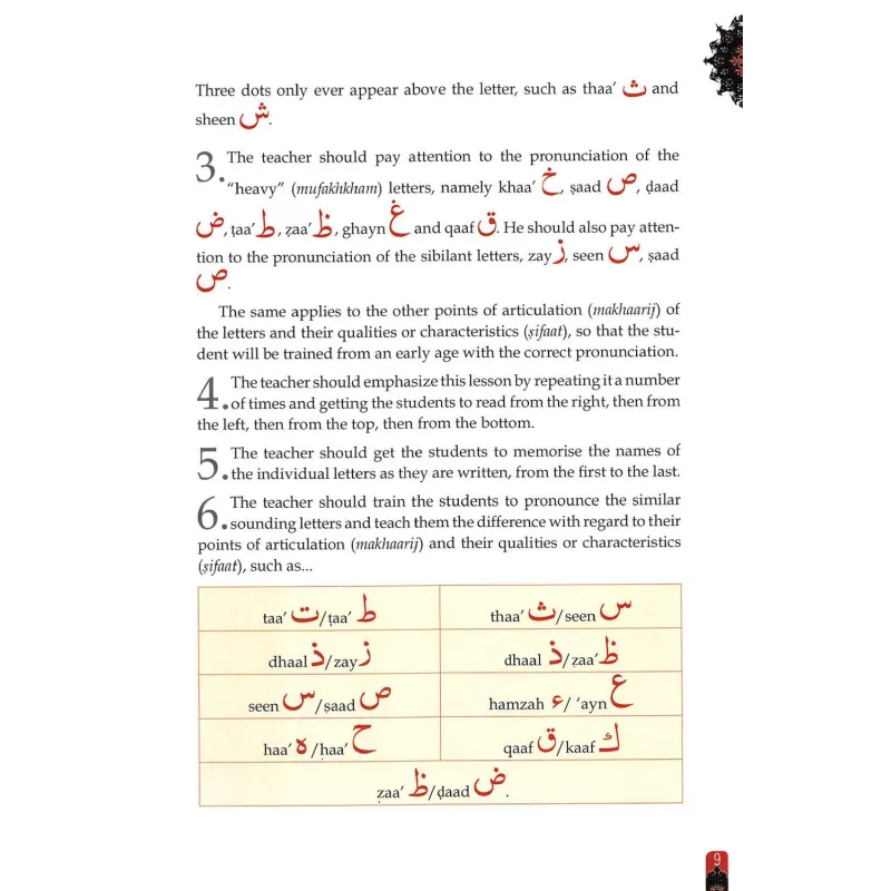 Gids voor Arabisch schrift met kleurrijke illustraties voor het lezen van de Koran