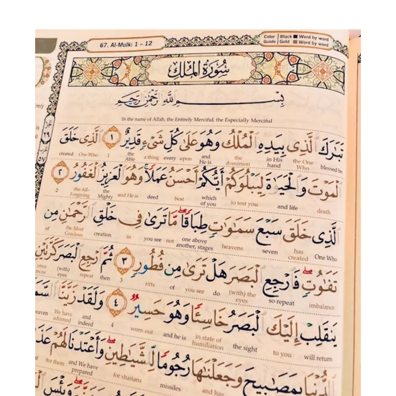 Pagina van de Quran met Arabische kalligrafie en versierde rand in Coded Tajweed