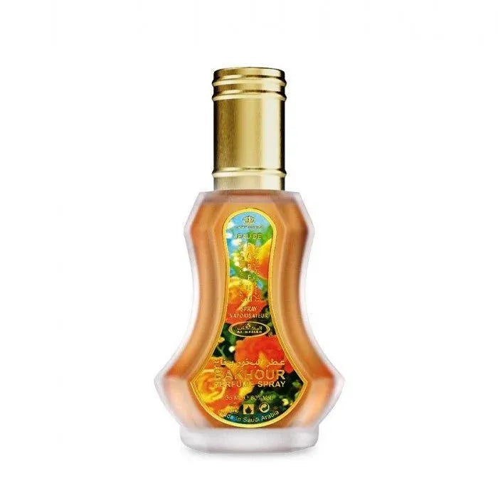 Bloemen-geïnspireerde parfumfles met gouden dop van Al-Rehab Parfum Bakhour