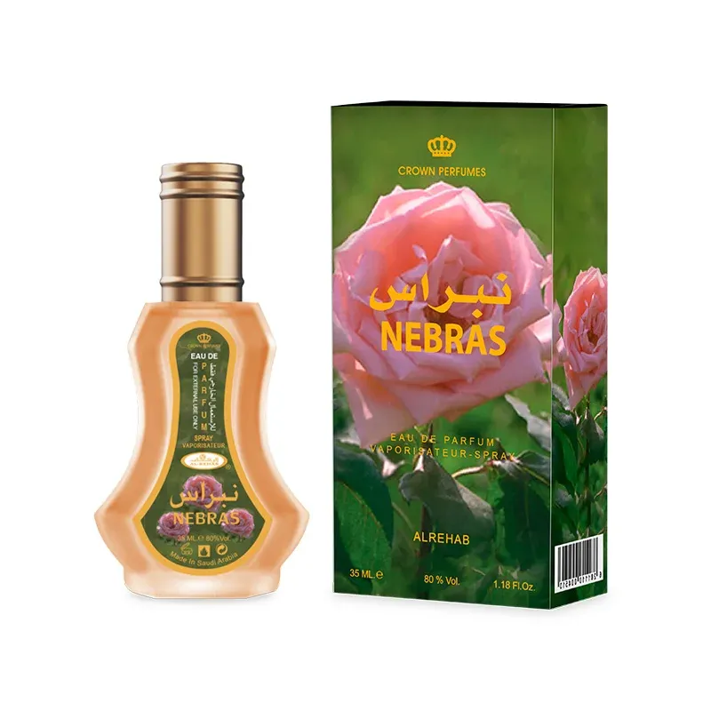 Al-Rehab Parfum Nebras fles en doos, bloemige parfum voor een luxe geurervaring