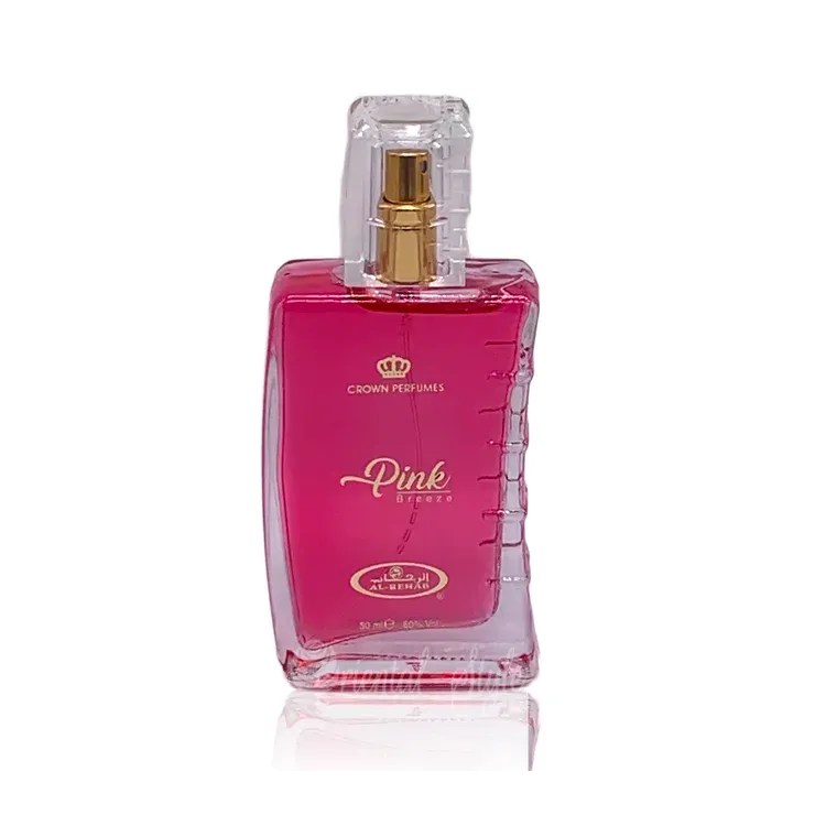 Roze parfumfles van Al-rehab Parfum Pink Breeze met een zachte geur