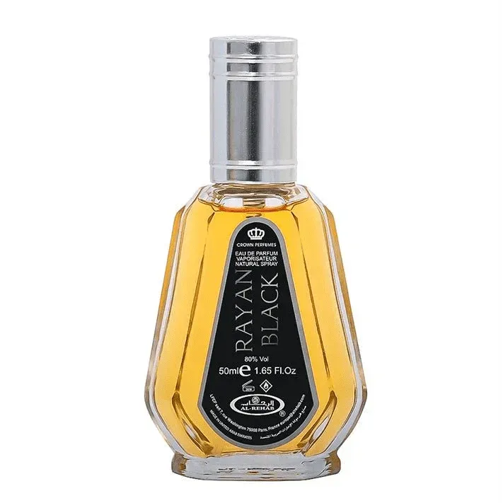 Al-Rehab Parfum Rayan Black fles met elegante uitstraling en luxe charme