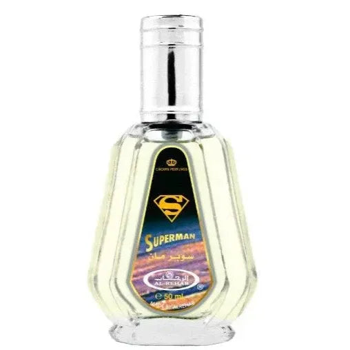 Superman-geurflacon van Al-Rehab Parfum Superman voor een krachtige geurervaring