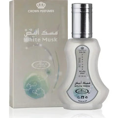 Witte Musk parfumfles en doos van Al-Rehab Parfum White Musk voor een frisse geur