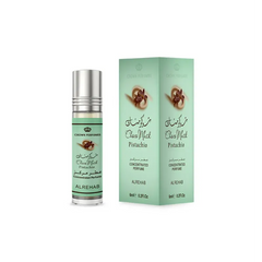 Pistachegeur parfumolie bottle met groene en witte verpakking, 6ml, Chocomusk Pistachio Al-Rehab